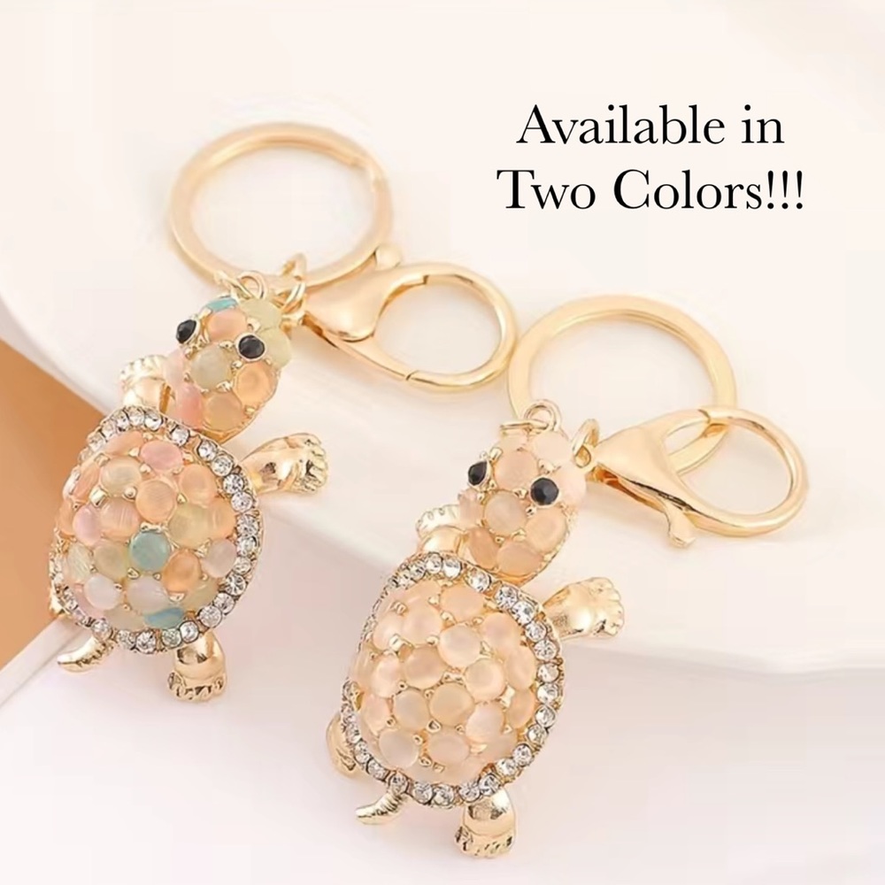 Gorgeous Crystal and Beaded Turtle Keychain Charm - Picture 15 of 16